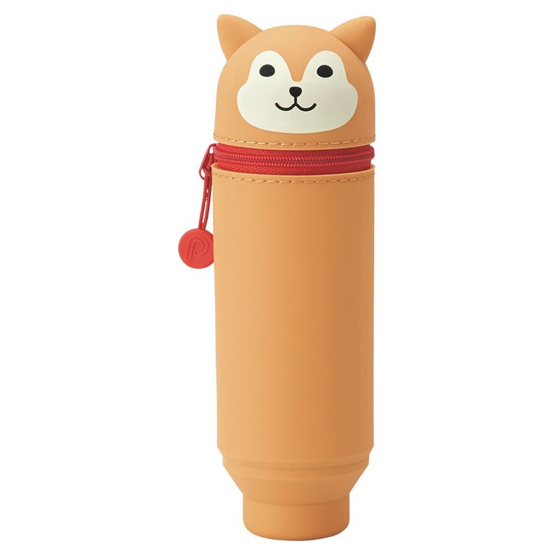 LIHIT LAB Kawaii Japanese Shiba Dog Stand Up Pencil Case For School Office College, Cute School Supplies, Animal Pen Holder Pouch Holder Teen Girls Artists, Travel Cosmetics Storage (A7712-2) - Image 1